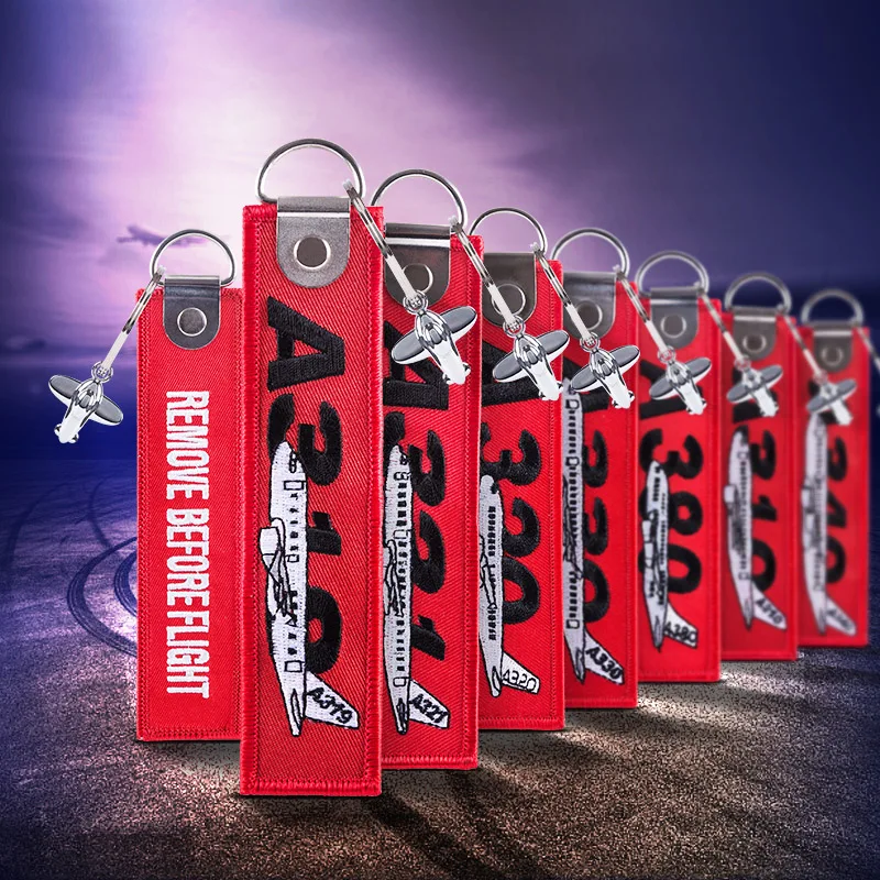 

Creative Airbus Tag with Small Metal Plane Red Luggage Bag Tag with Embroidery A380/ 310 / 340 / 330/ 321/ 320 / 319