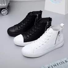 

Mens Leather Sneakers Lace Up High Top Trainers Weightlight Smart Casual Shoes Men Black White Leather Sneaker Shoes for Men