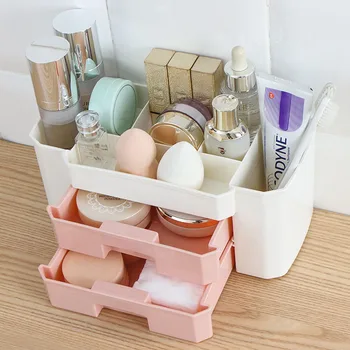 

Makeup-organizer Plastic Cosmetics Box Large Makeup Holder Nail-Polish Organizer Swabs-Holder Bathroom storage box