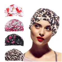 

New Muslim print Silky Turban Caps For Women Satin Bonnet Cap Elastic Headscarf Hat Ladies Hairloss Chemo Cap Hair Accessories