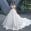 Julia Kui Off The Shoulder A Line Wedding Dress With Sweetheart Neckline Princess Court Train Bride Dress 1