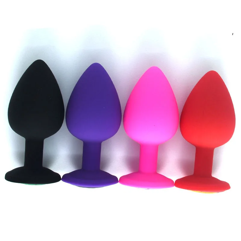 Small Medium Large Silicone Butt Plug with Crystal Jewelry Smooth Touch Anal No Vibration Toys for Woman Men Gay |