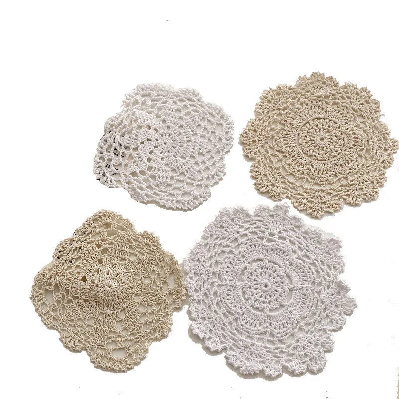 

Ins Korean Lace France Table Mats Coasters Hot Pad Round Table Mat Stand for Mugs Anti Slip Drink Insulated Kitchen Furniture
