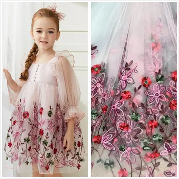 

Colorful Flower Lace Embroidery French Tulle lace Fabric For DIY Sewing Summer Dress Dance Prom Flower Girl Curtain fabric