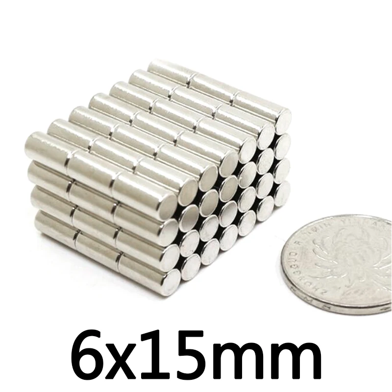 5/10/20/50/100 шт 6x15mm толщиной Сильный цилиндр редкоземельный магнит 6 мм * 15 круглый
