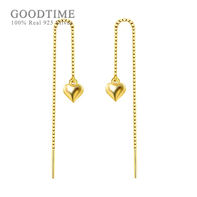 

Модные серьги для женщин, чистое серебро 925 пробы, золотой цвет, серьги с сердечком, серебряные ювелирные изделия, аксессуары, подарок для девушек и девушек