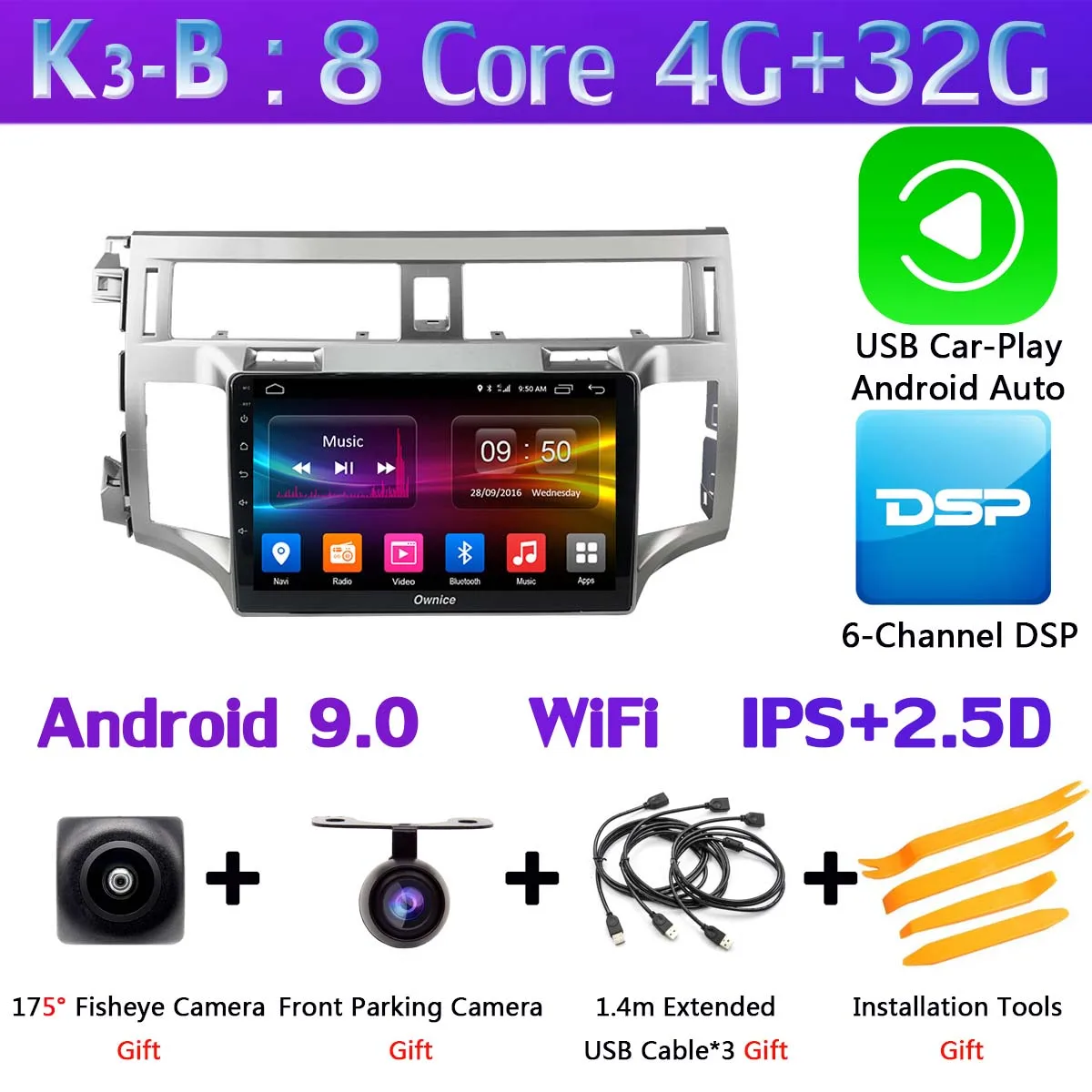 K3-B-CarPlay 360°Camera 4 аппарат не привязан к оператору сотовой связи Android 9,0 4+ 64G SPDIF DSP CarPlay автомобильный мультимедийный плеер для Toyota Avalon 2006 2007 2008 2009 2010 gps радио - Цвет: K3-B-CarPlay