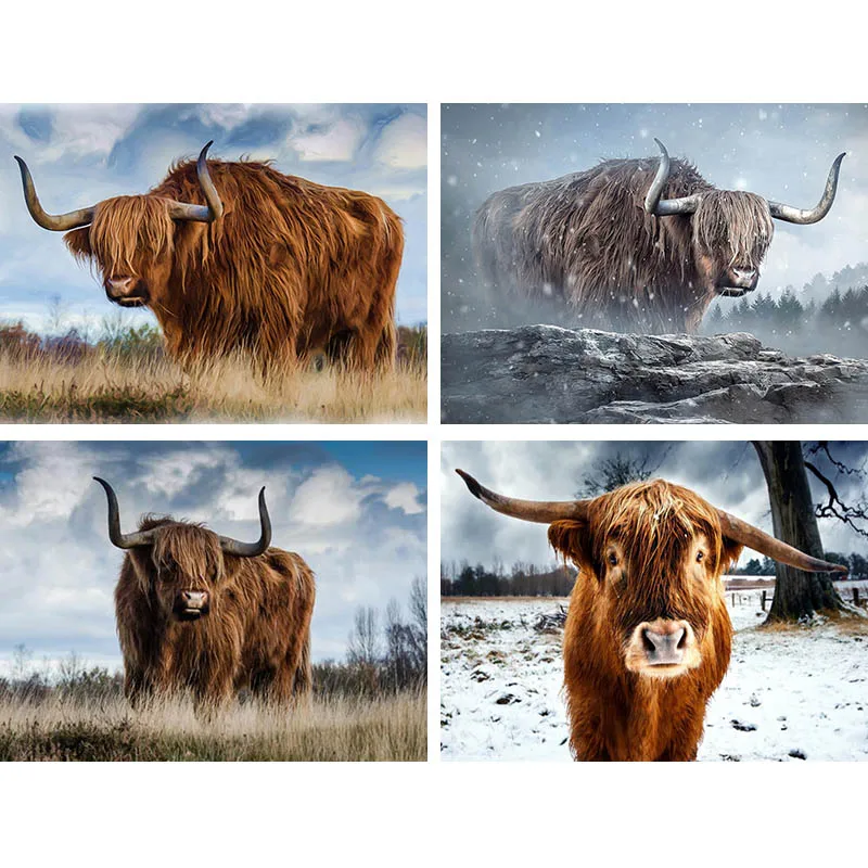Animals Yak Diamond Painting Cattle Embroidery Prairie Scape Full Drill 5d Mosaic Rhinestone Home Decor kits Craft V59 | Дом и сад