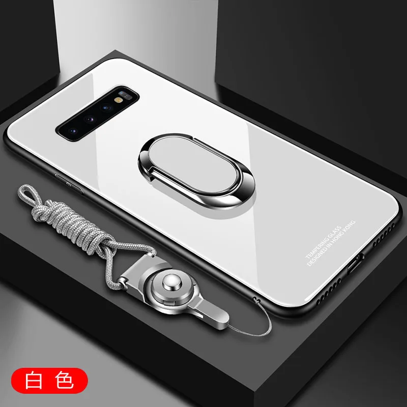 white Магнитный чехол-подставка для samsung Galaxy M10 M20 M30 M40 S10 PLUS 5G Note 8 9 10 pro, жесткий защитный чехол из закаленного стекла - Цвет: white
