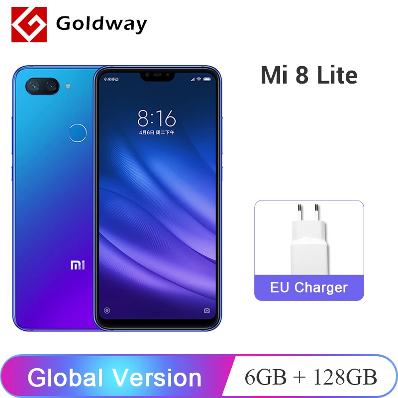 Original Xiaomi Mi 8 Lite 6GB RAM 128GB ROM Mobile Phone Snapdragon 660 Octa Core 24MP Front Camera 6.26" 19:9 Notch Full Screen