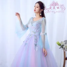 Роскошное бальное платье с v-образным вырезом сказочное милое 16 платье длинное платье из тюля для девочек-подростков пышное платье для выпускного бала бальное платье habitu