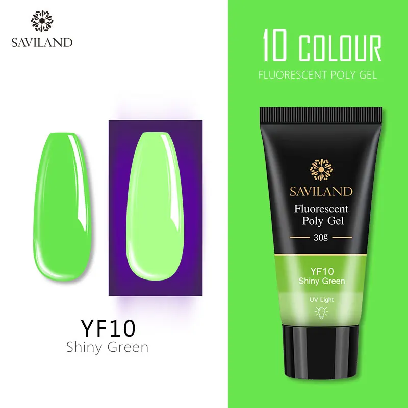 YF10 SAVILAND, 15 мл/30 мл, неоновый флуоресцентный УФ-гель, полигель с УФ-подсветкой, смола, жесткое быстрое строительство, акриловый полигель для ногтей, художественный дизайн, гель для ногтей - Цвет: YF10