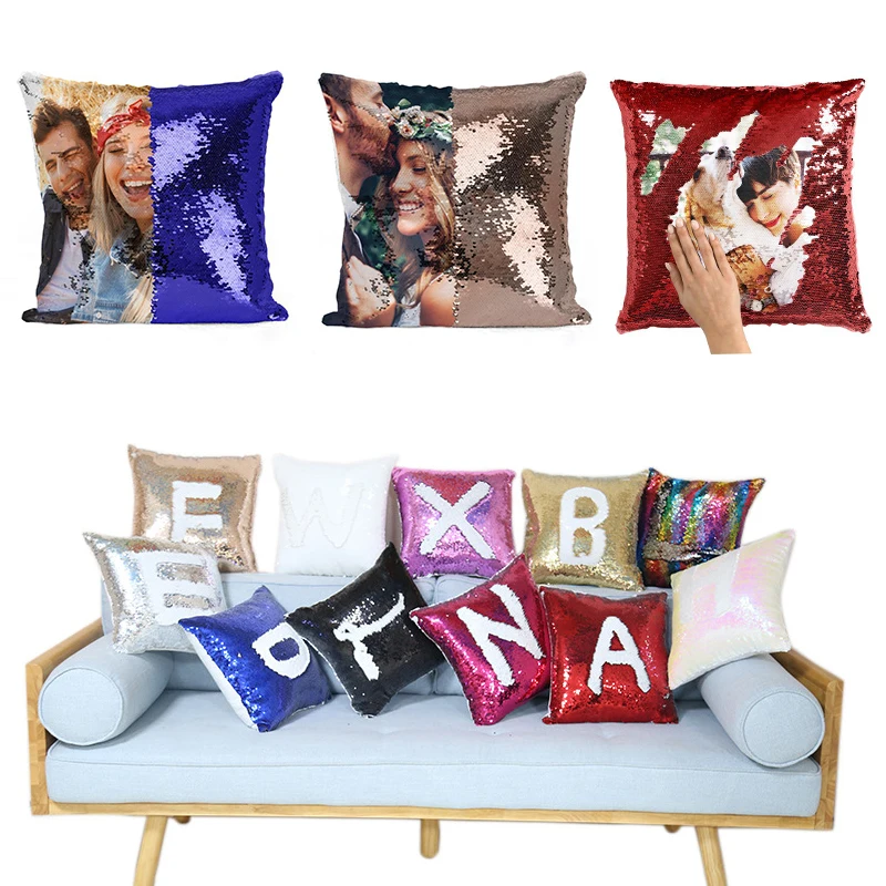 Free Shipping 10 Pcs/lot 16 inch Custom Sublimation Blanks Sequins Throw Pillow Cases For Home Hotel Bar Wedding Decoration
