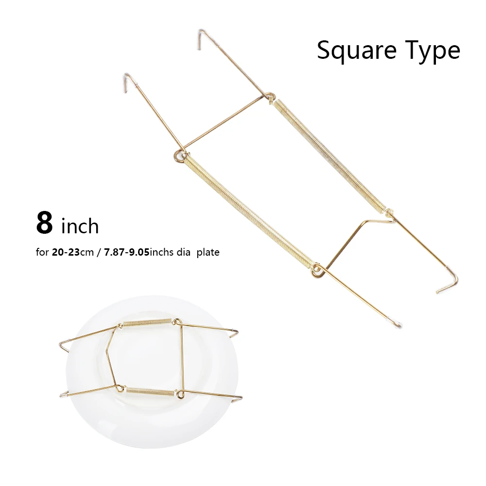 Square Type 8inch 1 шт. металлический настенный дисплей Таблички вешалка W Тип блюдо пружинный Держатель Невидимый крюк фоторамка домашний декор - Цвет: Square Type 8inch