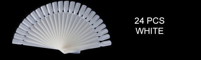 24pcs White 12 В/24 В/32 шт./компл. прозрачные накладные искусственные ногти черные наконечники решетка вентилятора отделениями для карточек и полностью рисунки на ногтях Дисплей практика акриловый маникюр инструменты - Цвет: 24pcs White
