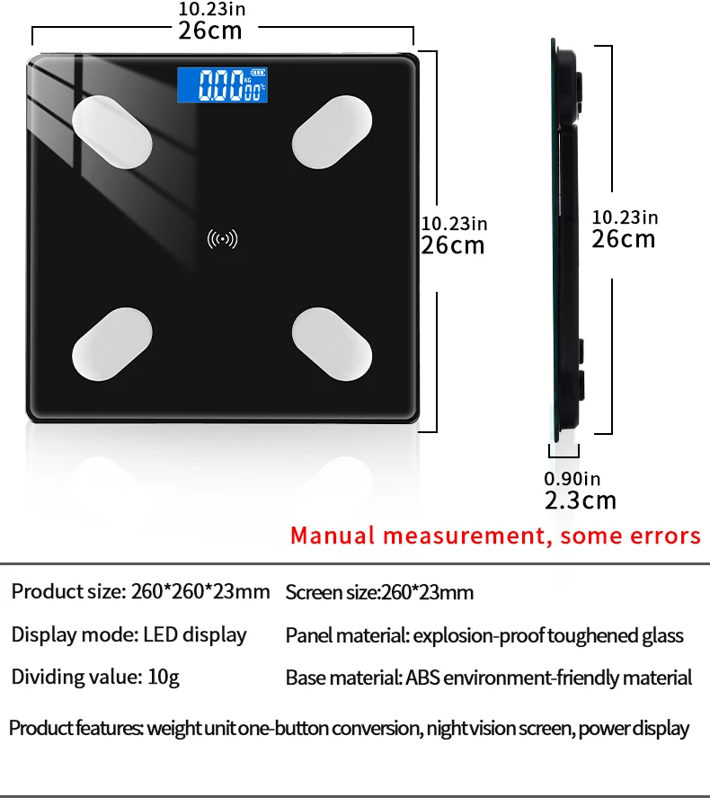 Electronic Bathroom Scale Smart BMI Body Fat With APP Wireless Bluetooth Floor Weight Scale LED Balance Household Weighing Scale