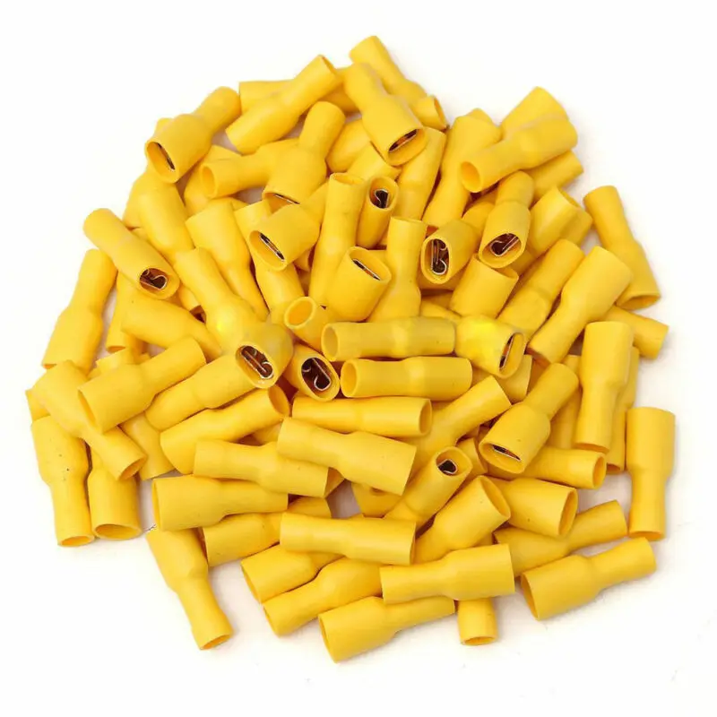 

100Pcs Insulated Crimp Spade Terminal Wire Cable Connector Female Yellow 12 V0E7