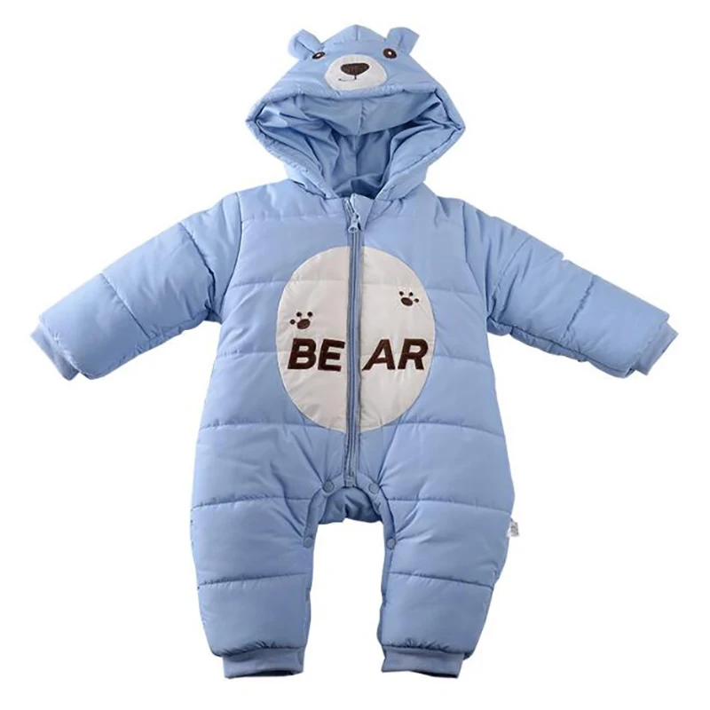 Детские комбинезоны; Новинка зимы Одежда для новорожденных/малышей BabyHooded Комбинезоны пальто с рисунком медведя, костюм для детей ясельного возраста, детская одежда YYY017