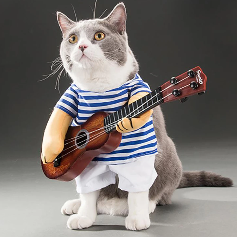面白いギターペット犬服ドレスアップパーティー猫犬コートギタリストドレッシング衣装ペットコートコスプレ実行服ペット製品 Dog Coats Jackets Aliexpress