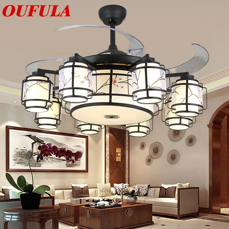 

86LIGHT Modern Ceiling Fan Lights With Remote Control Invisible Fan Blade Decorative For Home Living Room Bedroom