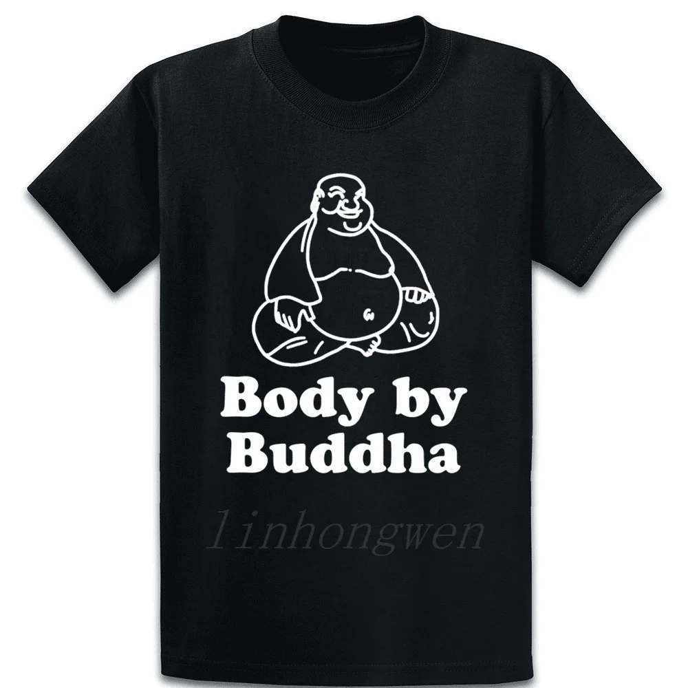 Футболка с надписью Body Of A God Fat Budha Повседневная весенне-осенняя футболка круглым