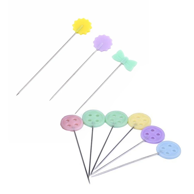 300 Pcs Head Pins: 100 Patchwork Pins Flower Button DIY Quilting Tool Sewing Accessories &amp 200 Flat Hea | Дом и сад