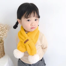 Шарф Dongkuan корейский ребенок bootie рот крест воротник, мальчики и девочки милые теплые вязаные воротники путешествия фотографии