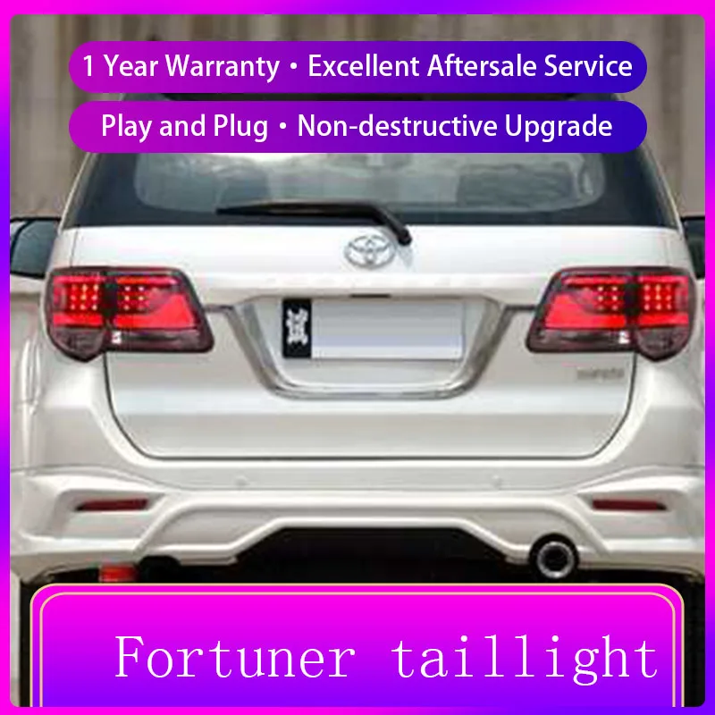 

Car Auto For Toyota Fortuner 2011-2015 A Pair Of Taillight Modified Full LED DRL Reverse Tool Projector Lens Accsesories