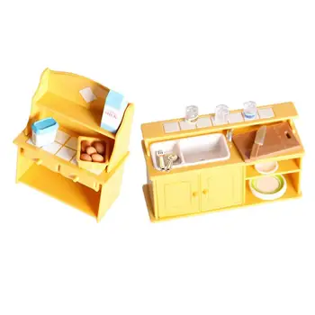 

2pcs Model Table Home Plastic Toy Table Model Durable Mini Table