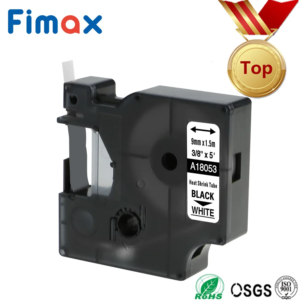 Black on White Fimax 1 шт. 18051 18052 совместимый для Dymo промышленный терм усадочная трубка для Dymo 18053 18054 18055 18056 Dymo носорог принтер для печати этикеток - Цвет: Black on White