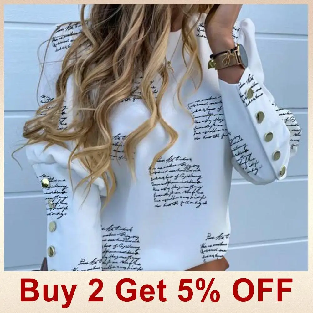 Jocoo Jolee Women Metal Buttons Long Sleeve Blouse Office Lady Shirt Casual Pineapple Print Tops Plus Size Casual Loose Blouses