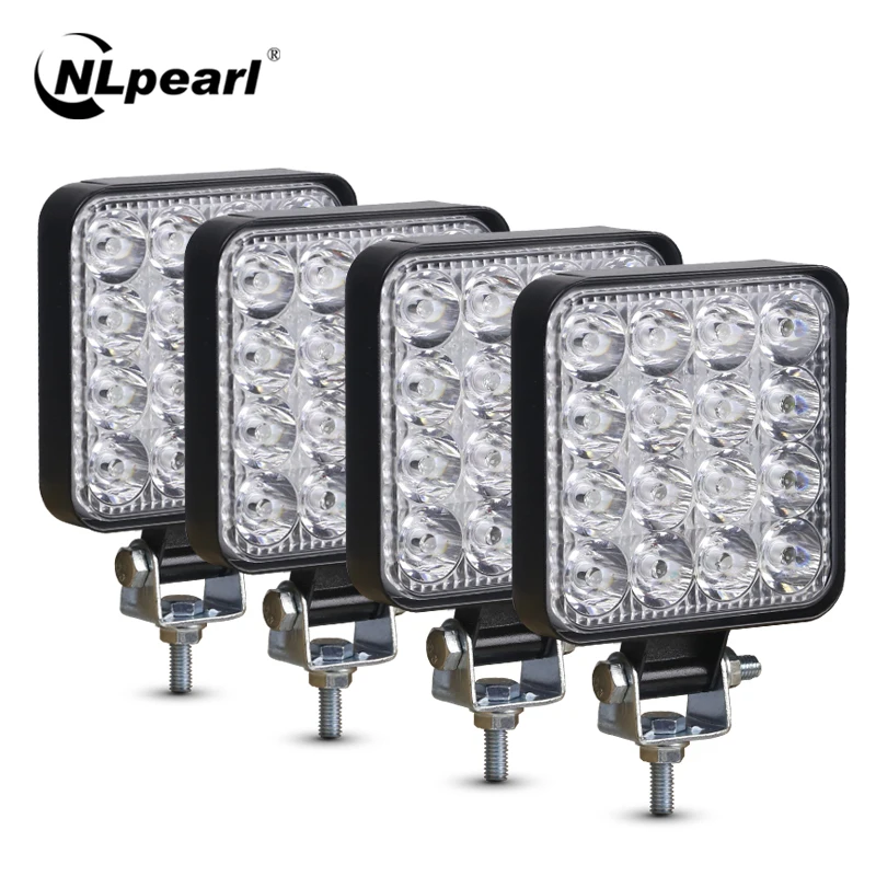 Миниатюрный светодиодный рабочий светильник Nlpearl 42 Вт 48 точечный для внедорожника 12 В 24 грузовика 4x4 4WD