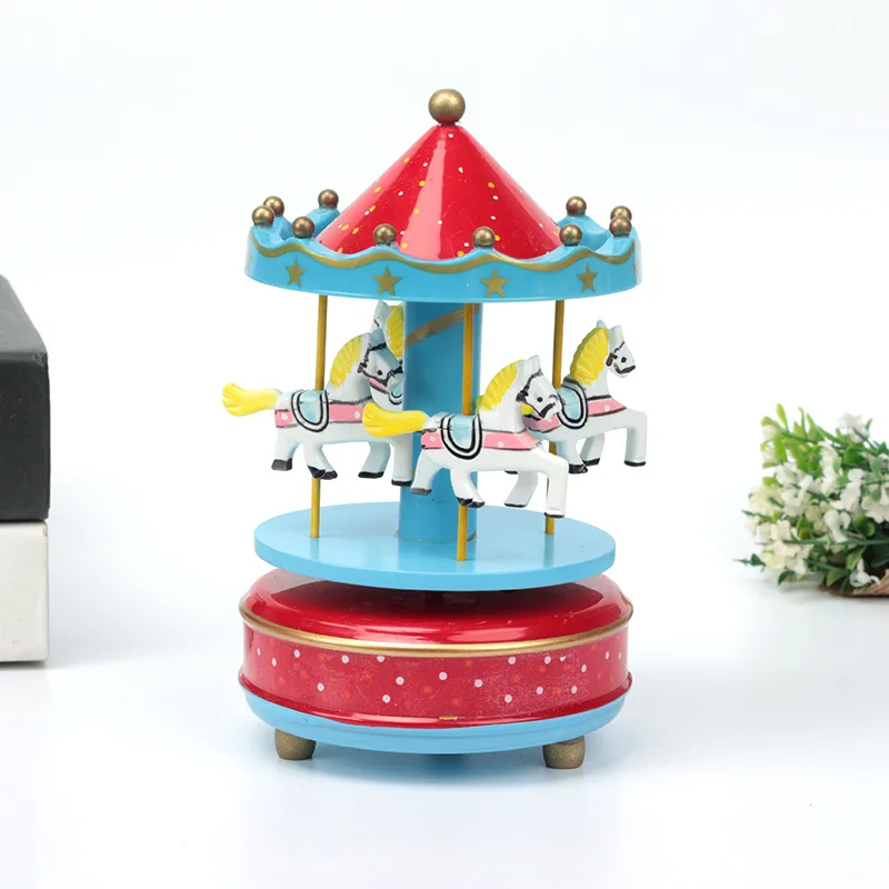 Круглые музыкальные шкатулки Merry-go-round, Геометрическая музыкальная декорация для детской комнаты, подарки унисекс, Деревянная Рождественская карусель, коробка для домашнего декора