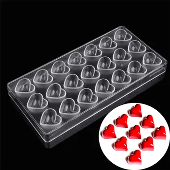 3D Chocolate Heart Candy Bar Molds Forms Polycarbonate Plastic Tray Cake Baking Pastry Bakery Baker Tools for Chocolate Mould