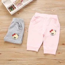 Летние шорты-бермуды из чистого хлопка в Корейском стиле для девочек 19 лет, Детские Слаксы с медведем