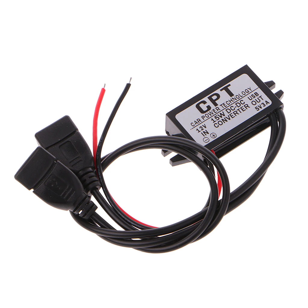 

DC Converter 12V To 5V 3A Double 2 USB To Auto Power Regulator Voltage Step Down Buck Power Supply Charger Adapter