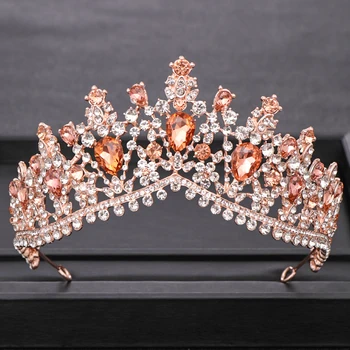 

Silver color Gold Baroque Crystal Tiaras Wedding Crown Rhinestone Diadems Queen Women Hair Jewelry Bridal Hair Accessories