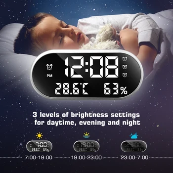 

Digital LED Display Temperature Humidity Alarm Clock 24 /12 hours Power bank Portable Mobile phone Charger USB Portable Clocks