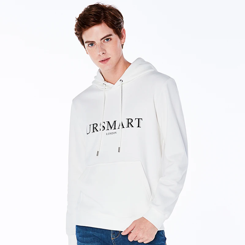 

URSMART Simple sweater men's autumn new letter printing fashion hooded pullover Korean version of the trend shirt male