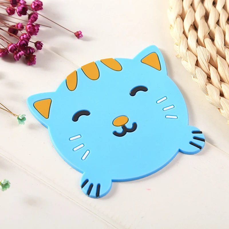  20Pcs Silicone Dining Table Placemat Coaster Kitchen Accessories Mat Cup Bar Mug Cartoon Animal Pan