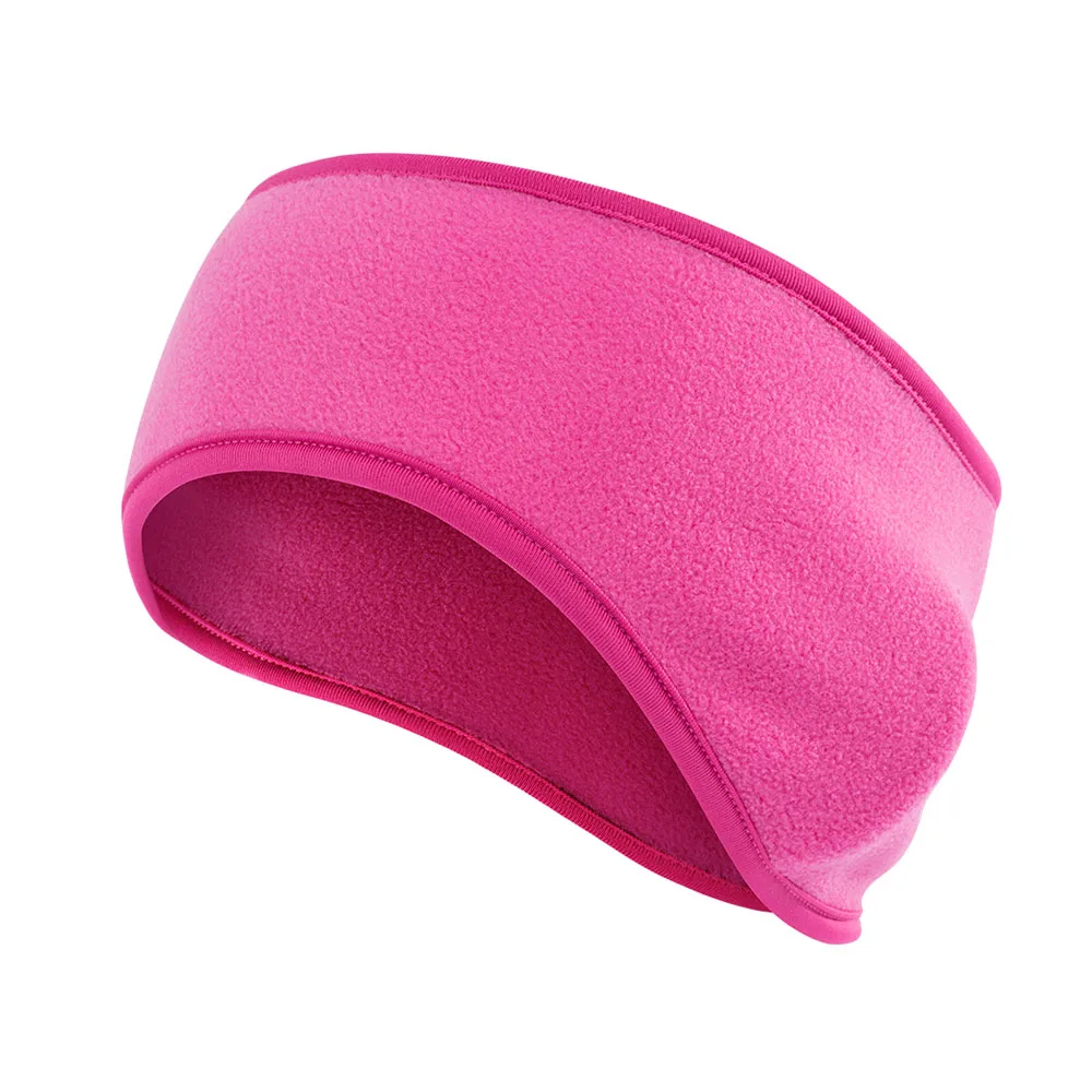 Pink Зимняя повязка на голову для девочек, флисовая подкладка, термо, бандана, теплые наушники, велосипедный головной убор ободок аксессуары на голову для женщин и мужчин - Цвет: Pink