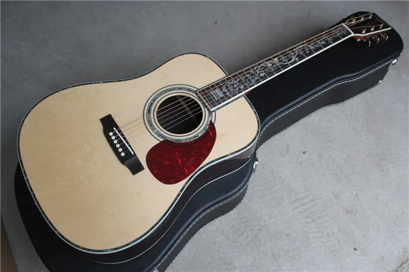 

Guitar factory custom 45 acoustic guitar life tree inlay fret solid spruce wood top guitar Free shipping with case