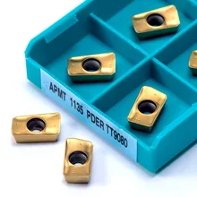 Alta qualidade apmt1135 pder tt9080 rosca ferramenta de torneamento carboneto inserção apmt 1135 metal torno liga dura lâmina 10 pçs