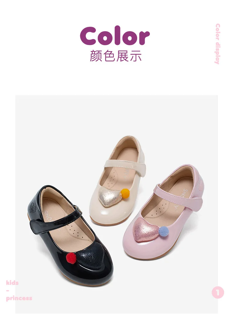 Новые кожаные туфли принцессы для девочек; модельные детские туфли черного и розового цвета; школьные туфли на плоской подошве; обувь для