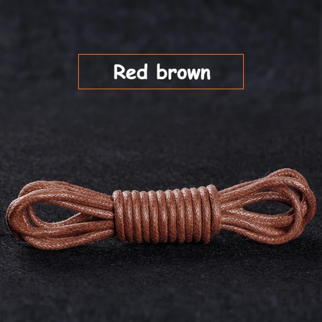 1Pair Cotton Waxed Shoelaces Round Oxford Shoe laces Boots Laces Waterproof Leather Shoelace Length 60/80/100/120/140/180cm Red Brown