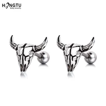 HONGTU 1 предмет bull серьги, Надеваемые На ушной хрящ серьги-гвоздики для ушей, спиральные украшения для пирсинга ювелирные изделия козелка медные серьги-гвоздики для мужчин и женщин, ювелирное изделие для тела, 16g