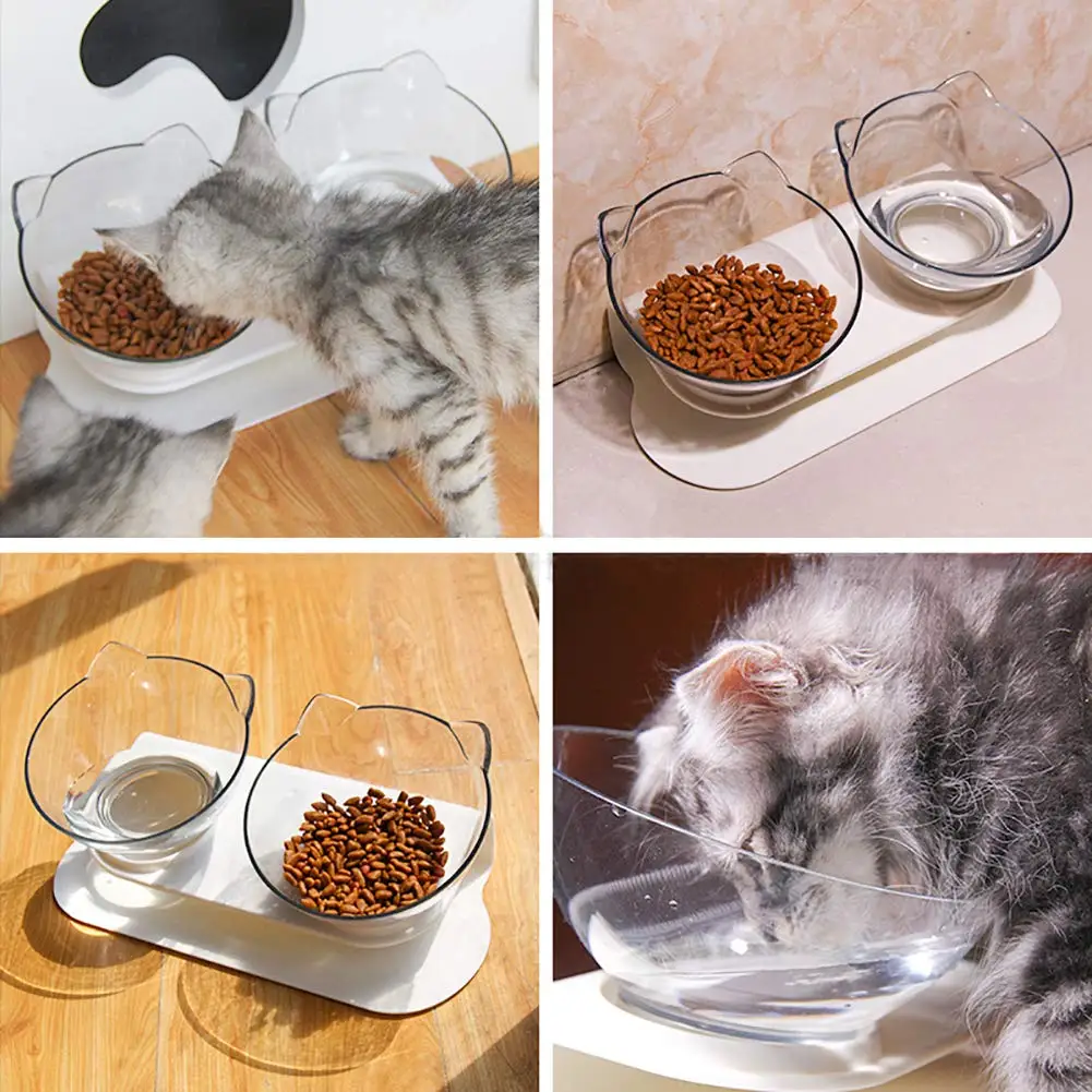Non slip Double Cat Bowl with stand cat bowls