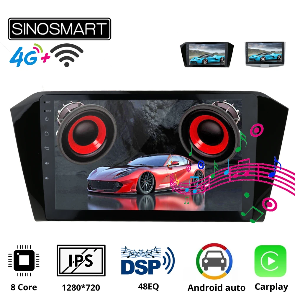 Sinosmart Car GPS Navigation for VW Volkswagen Passat B8 2010-2017 B7 B6 CC 2010-2015 Radio 8 core CPUSupport 4G LTE DSP
