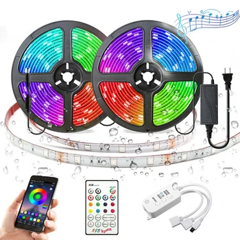 

12V 5050 RGB music voice LED light Bluetooth Lamp control Smart Bluetooth APP 10 meters, 15M light with set