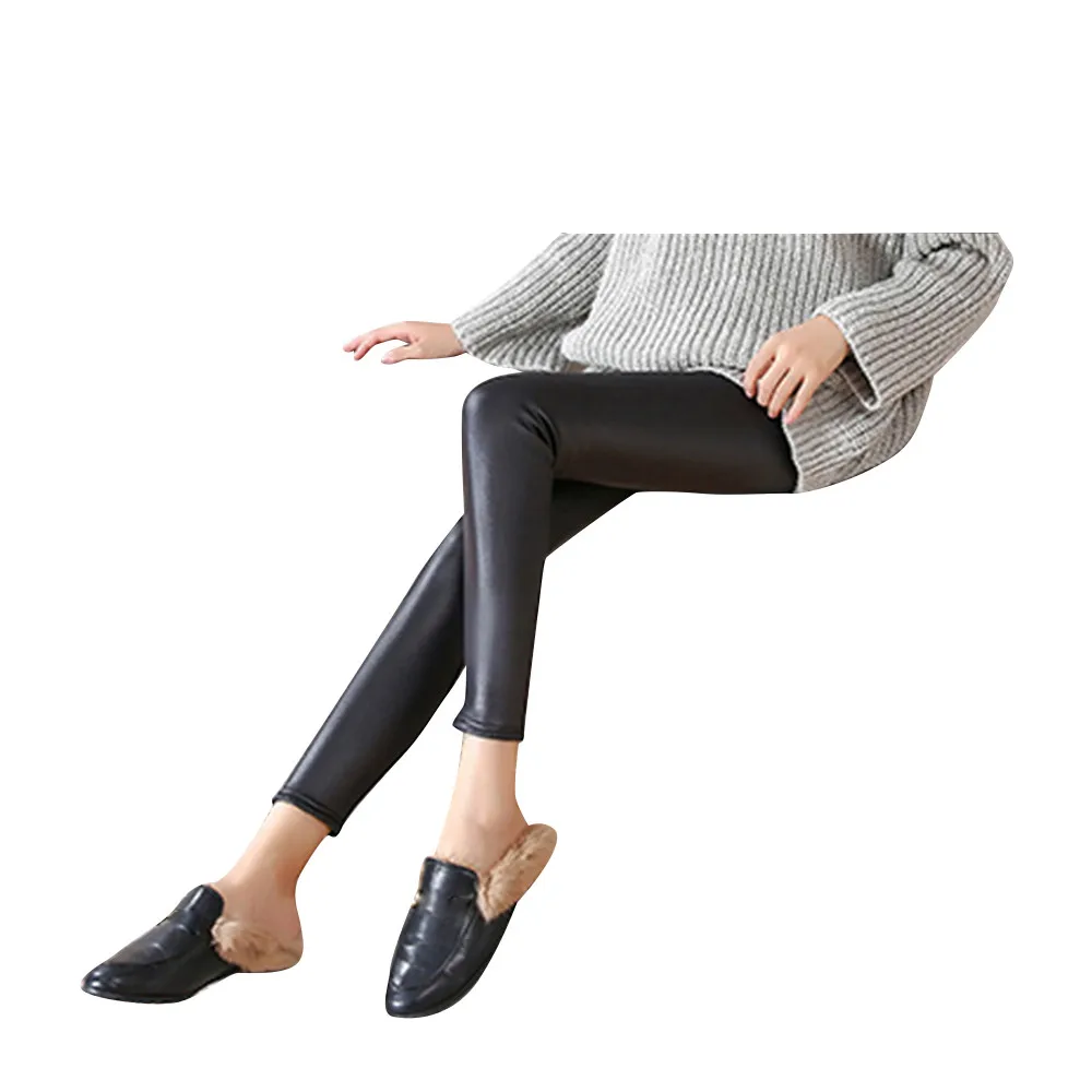 S-2XL плюс Размеры кожаные штаны Для женщин леггинсы с высокой талией Mujer Femme узкие брюки из искусственной кожи Брюки-Легинсы эластичные Для женщин# Z15